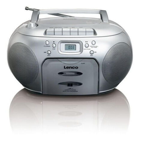 Radio FM portátil Reproductor de CD-Cassette Plata