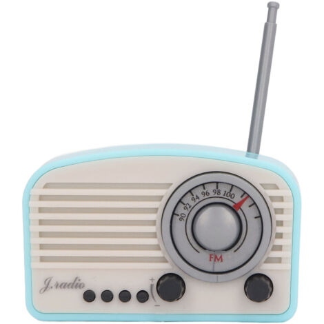 Radio Miniature Vintage Maison de Poupée Modèle Rétro Décoratif Jouet Enfant Bleu Ciel Réaliste