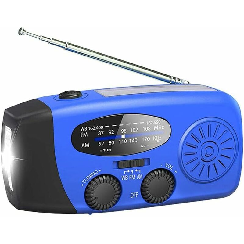 Portable emergency weather radio/SOS alarm handheld radio with led torch/Solar radio/Blue