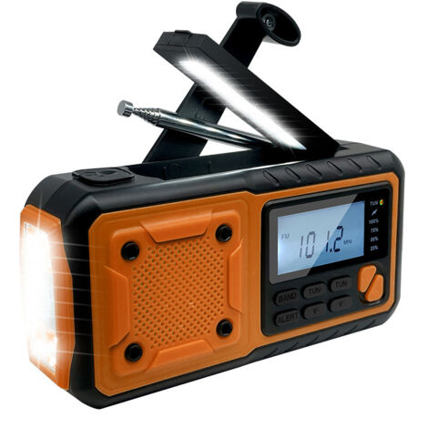 Radio multifunzione a energia solare e a manovella per situazioni di emergenza all'aperto, lampada da lettura e torcia antidisastro, power bank deng  ALOVEZ