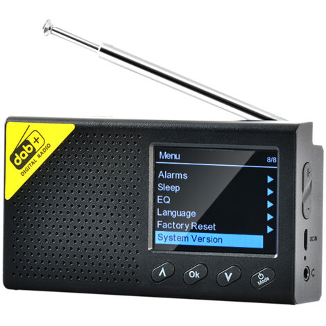 Radio numérique DAB et FM avec BT, radio numérique portable, récepteur DAB + FM sans fil rechargeable avec système audio de haut-parleur stéréo, écran LCD, multilingue