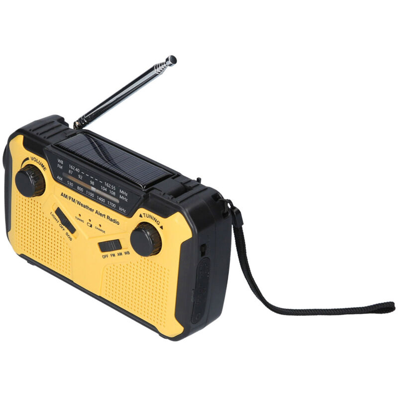 Radio numérique FM AM WB pour l'extérieur, radio solaire d'urgence à manivelle, lampe de lecture LED, alarme SOS, batterie 2500 mAh, sortie USB,