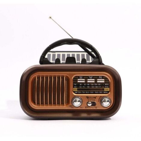 Radio Portable AM/FM Rétro - Transistor Ondes Courtes Vintage - Haut-parleur Puissant - Alimentation USB ou Pile D - Bluetooth/Lecteur TF (Cuivré)