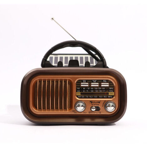 Radio Portable AM/FM Rétro - Transistor Ondes Courtes Vintage - Haut-parleur Puissant - Alimentation USB ou Pile D - Bluetooth/Lecteur TF (Cuivré)