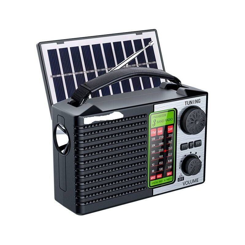 Radio portable AM FM SW avec lampe de poche et haut-parleur BT Radio d'urgence pour le camping en plein air et les urgences