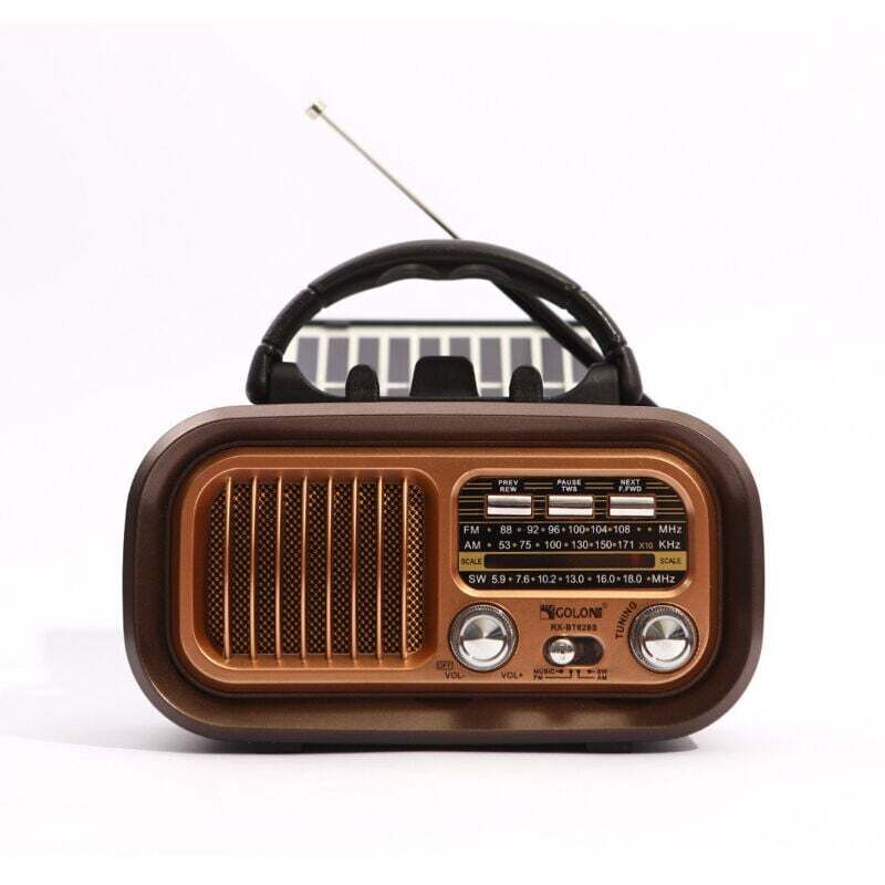 Radio Portable AM/FM Rétro - Transistor Ondes Courtes Vintage - Haut-parleur Puissant - Alimentation USB ou Pile D - Bluetooth/Lecteur TF (Cuivré)