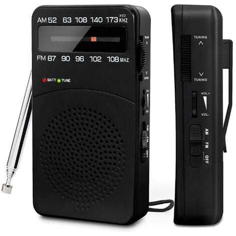 Ecouteurs GENERIQUE Mini Récepteur Radio de Poche Stéréo AM / FM à 2 Bandes  avec Ecran LCD, Ecouteurs Batterie Rechargeable