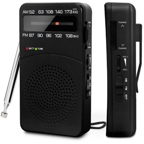 Radio Portable, AM(MW)/FM Radio a Pile, Transistor Radio de Poche avec Excellente Réception, Bouton de Réglage avec Indicateur de Signal,Mini Radio Portable