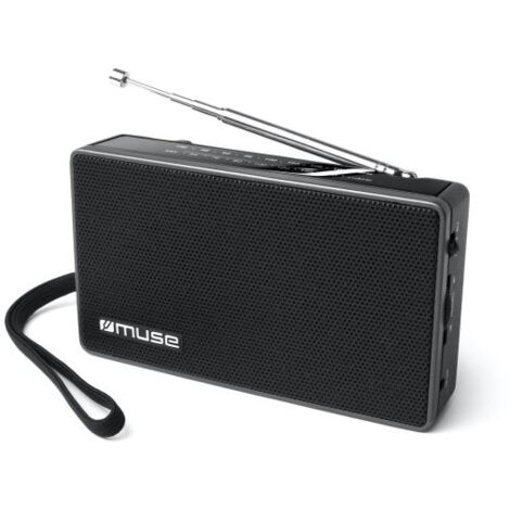 Radio portable analogique noire avec réglage volume rotatif – Antenne FM pivotante – Sortie casque – M030R – Muse