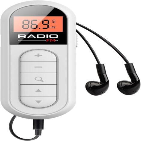 Radio portable compacte-Idéale pour le jogging,le vélo,les activités de plein air,le camping,la randonnée et le sommeil - Blanche