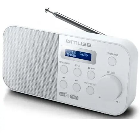 Radio portable DAB+ FM – Alarme double fonction – Haut-parleur intégré – Antenne télescopique – Alimentation secteur ou piles – Muse - M109DBW