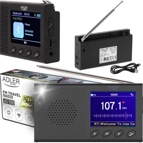 RADIO PORTABLE FM BLUETOTTH HORLOGE ADLER  AD1198