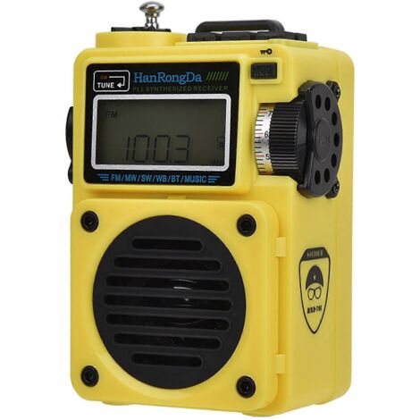 Radio portable FM/MW/SW/WB, lecteur de musique avec carte TF, réveil et volume plus élevé.
