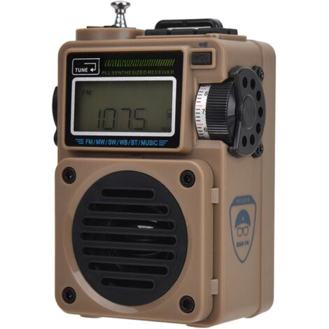 Radio portable HRD-700 AM/FM avec haut-parleur Bluetooth rechargeable, antenne métallique rétractable et emplacement pour carte TF. Idéale comme cadeau d'anniversaire.