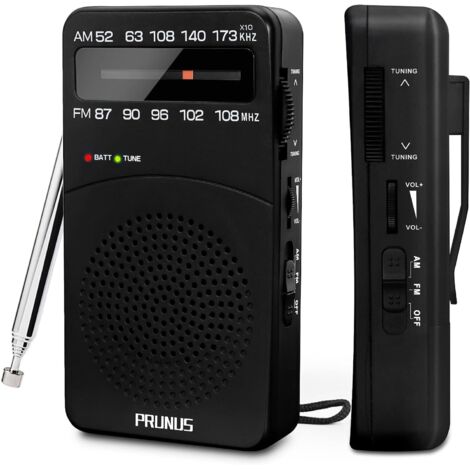 Radio Portable, J-166 AM(MW)/FM Petite Radio a Pile, Mini Radio de Poche avec Excellente Réception, Bouton de Réglage avec Indicateur de Signal, Transistor Radio(AA)