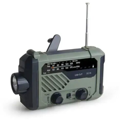 Radio portable, lampe de lecture d'urgence 3 en 1, batterie externe solaire de 2000 mAh,