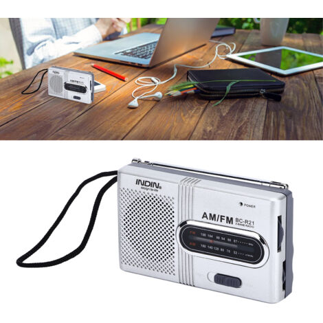 Radio portable mini AM/FM, batterie AA, ABS, 9.6x5.8x2.3cm, pour camping cadeau