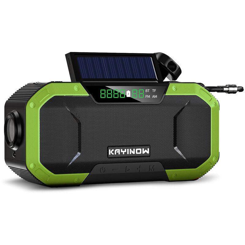 Radio à manivelle d'urgence solaire, 5000mAh, chargeur de banque d'alimentation, lampe Flash, Radio de survie pour Camping en plein air, Vert