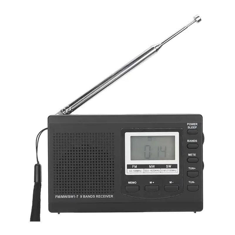 Radio portable, radio FM à ondes courtes am avec la meilleure réception, radio - réveil à piles avec fonction de préréglage, réveil Tuner numérique