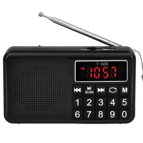Radio portable - Radio FM - avec batterie rechargeable haute capacité, compatible MP3