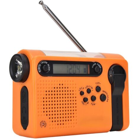 Radio Portable Radio numérique Radio Prévention des catastrophes et Urgence Radio Pleine Bande Charge Solaire Éclairage Mobile Radio Portable Orange