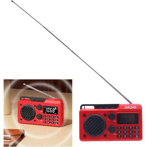 Radio portable tout bande avec Bluetooth 5.4, batterie rechargeable 1500mAh, haut-parleur 5W, écran digital, fonction timer et strap - Radio AM FM SW tout bande