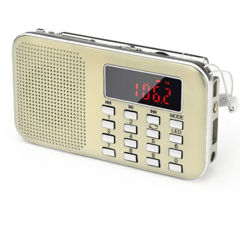 Radio Portable Ultra-Fine AM FM MP3 AUX USB, Batterie Amovible Rechargeable 1200MAH Enregistre et Numérote Les Stations Automatiquement (rouge)