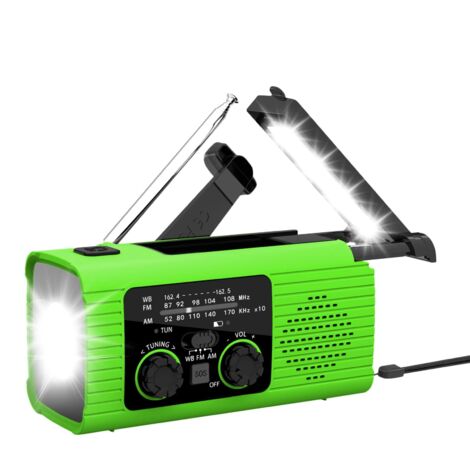 Radio Portable Urgence AM/FM/NOAA De Secours avec Rechargement du Solaire De Survie Solaire Radios À Manivelle avec Lampe De Poche SOS Alarm Outdoor Camping