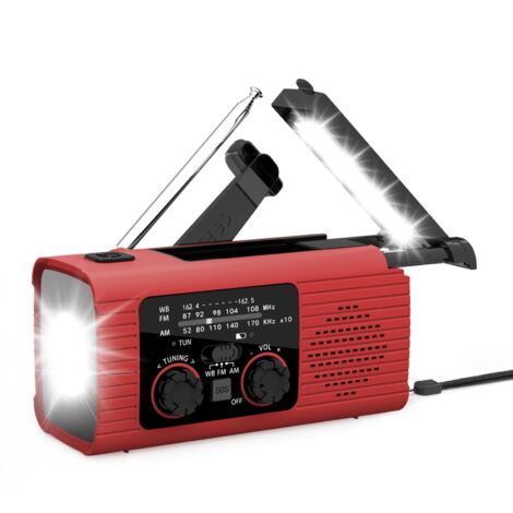 Radio Portable Urgence AM/FM/NOAA De Secours avec Rechargement du Solaire De Survie Solaire Radios À Manivelle avec Lampe De Poche SOS Alarm Outdoor Camping