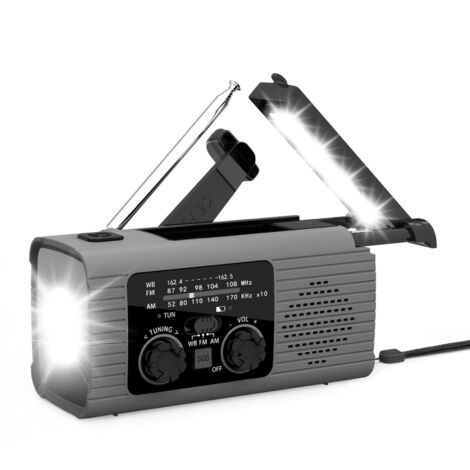 Radio Portable Urgence AM/FM/NOAA De Secours avec Rechargement du Solaire De Survie Solaire Radios À Manivelle avec Lampe De Poche SOS Alarm Outdoor Camping