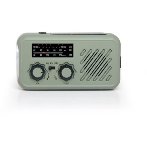Radio Portable Urgence, FM/AM Radio de Secours avec Rechargement du Solaire Radios Dynamo à Manivelle avec Lampe de Poche Lampe Lecture LED 2000mAh Powerbank SOS Alarm Outdoor Camping