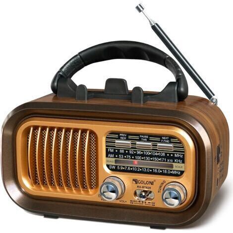 Radio portable vintage Bluetooth FM/AM/SW DSP antenne cuivre – Lecteur USB SD TF MP3 – Réception optimale poids léger