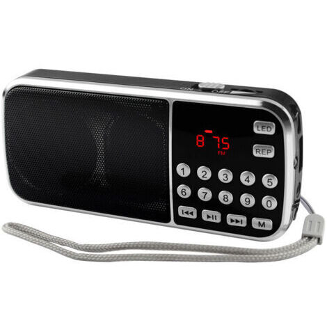 Radio portable Y-501, radio 800mAh avec deux haut-parleurs, lampe de poche LED, batterie rechargeable, compatible MP3/AUX/USB/TF (noir)