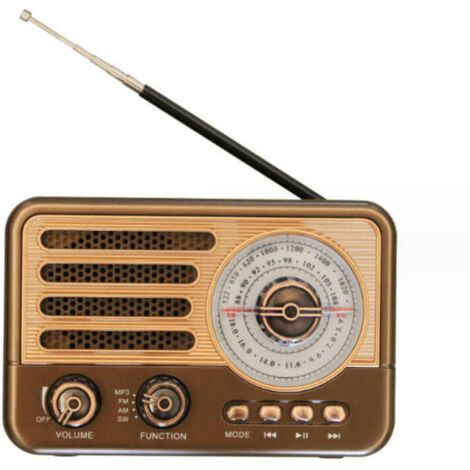 Radio portátil AM/FM/onda corta con altavoz Bluetooth, utilizable tanto en interiores como en exteriores.