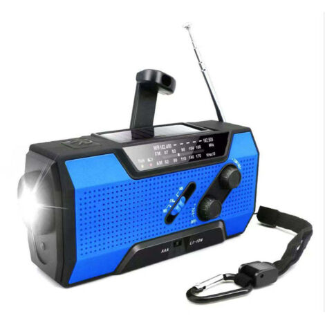 Radio portátil con batería incluida. Powerbank 2000mAh - Radio portátil - Radio portátil - Radio portátil - Radio portátil Noodradio solar opwindbaar-blue