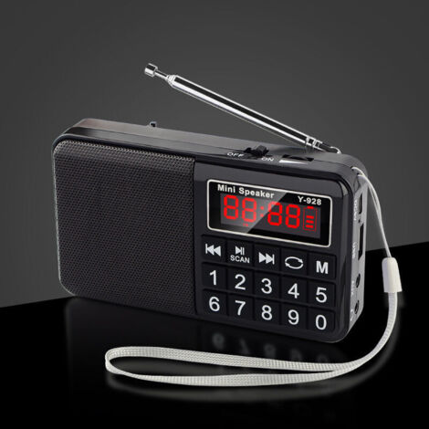Radio portátil FM/AM(MW)/SW/USB/Micro-SD/MP3 con botones grandes y pantalla grande, recargable