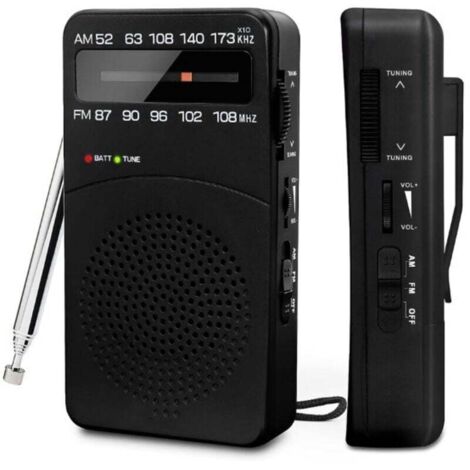 Radio portátil, radio AM(MW)/FM a batería, radio de bolsillo a transistores con excelente recepción, perilla de sintonización con indicador de señal, mini radio portátil