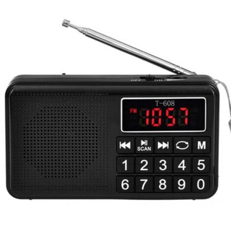 Radio portátil - Radio FM - con batería recargable de gran capacidad, compatible con MP3