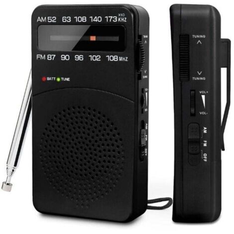 Radio portátil, XU, AM(MW)/FM, radio de bolsillo a transistores a batería con excelente recepción, perilla de sintonización con indicador de señal, miniradio portátil - KZQ