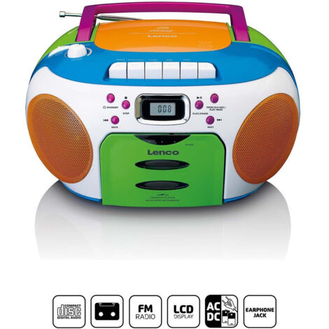 Radio portatile con cd e cassette kids multi color