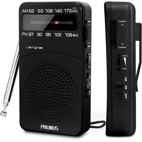 Radio portatile, J-166 AM(MW)/FM piccola radio a batteria, mini radio tascabile con ricezione eccellente, manopola di sintonizzazione con indicatore del segnale, radio a transistor (AA)