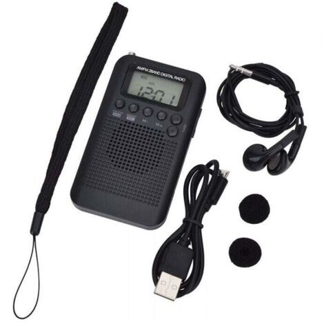Radio portatile Mini radio tascabile con altoparlante FM/AM Ricevitore stereo digitale DSP con sveglia e timer per casa e passeggiate all'aperto Radio personale con cuffie