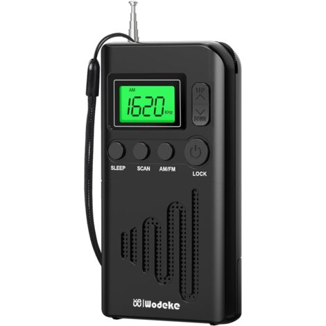 Radio portatile, piccola mini radio FM/AM(MW) con ricezione eccellente e alta qualità del suono, radio portatile con connessione per cuffie, adatta per escursionismo, jogging e campeggio