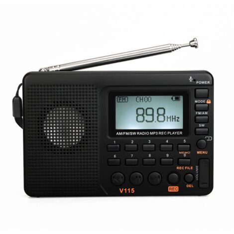 Radio portatile, piccola radio ricaricabile, radio FM AM SW per casa, esterni e emergenze (nera)