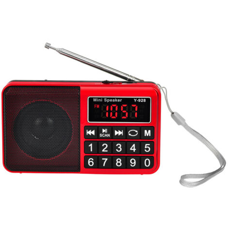 Radio portatile ricaricabile con altoparlante FM/AM(MW)/SW/USB/Micro-SD/MP3. Radio a batteria con pulsanti grandi e ampio display. (Nessun supporto per stazioni predefinite)