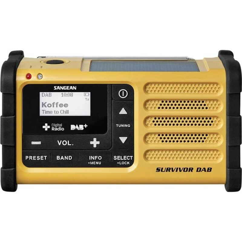 Sangean - Radio dextérieur Survivor dab dab+, fm radio durgence fonction de charge de la batterie, lampe de poche, rechar