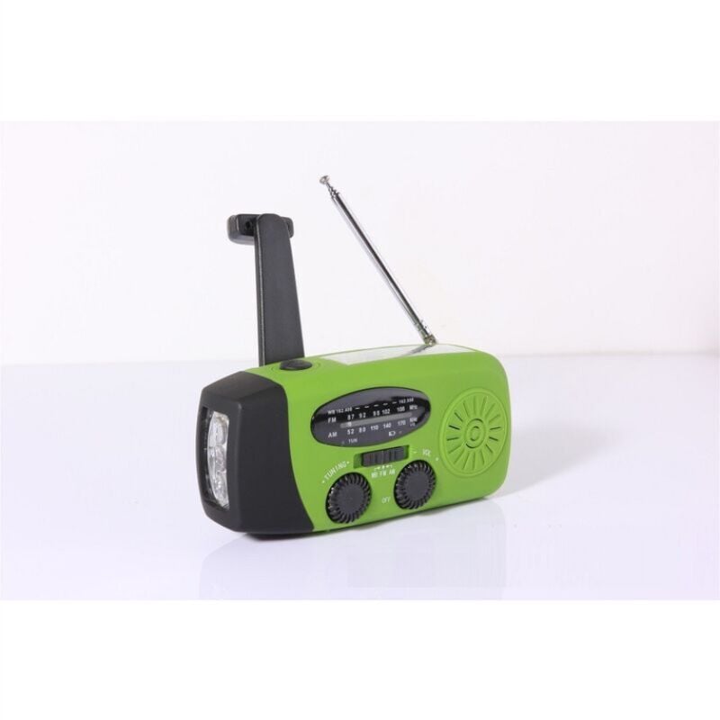 Radio Radio solaire pleine bande à manivelle Radio météo Radio (vert)