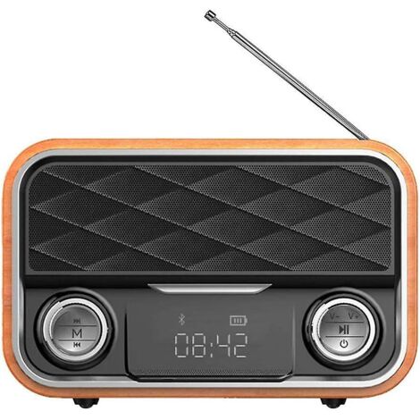 Radio rétro Bluetooth portable avec FM/Aux, antenne de secours, son clair et compatibilité avec les tablettes Android
