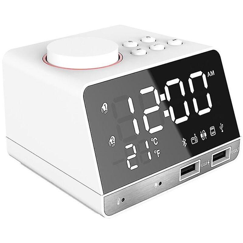 Feiyue - Radio-réveil avec haut-parleur et fonction de répétition double, chargement usb
