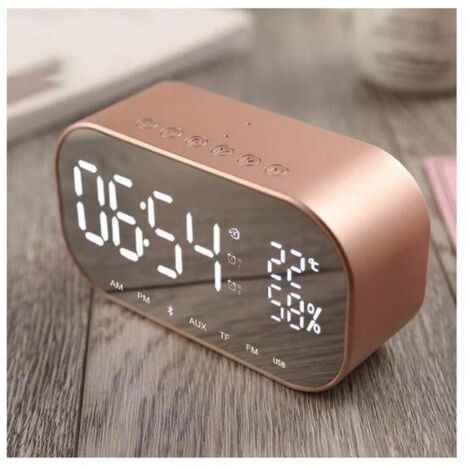 Radio Réveil Bluetooth Haut-Parleur Fm Avec Thermomètre Et Fonction D'appels Mains Libres